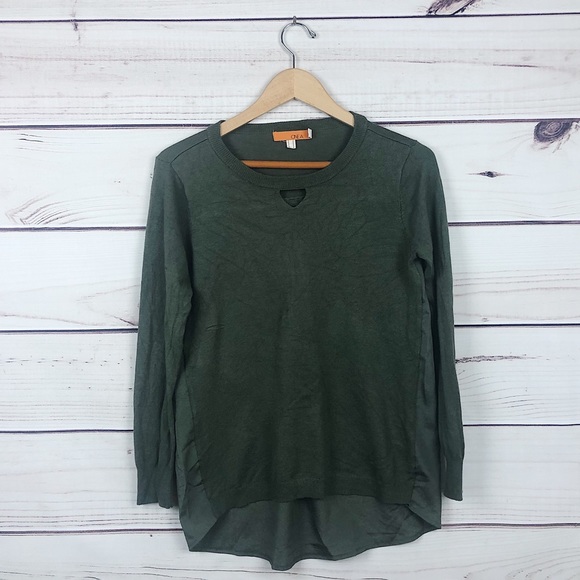 ONE A Anthropologie Green Cut Out Pullover S - Picture 3 of 9